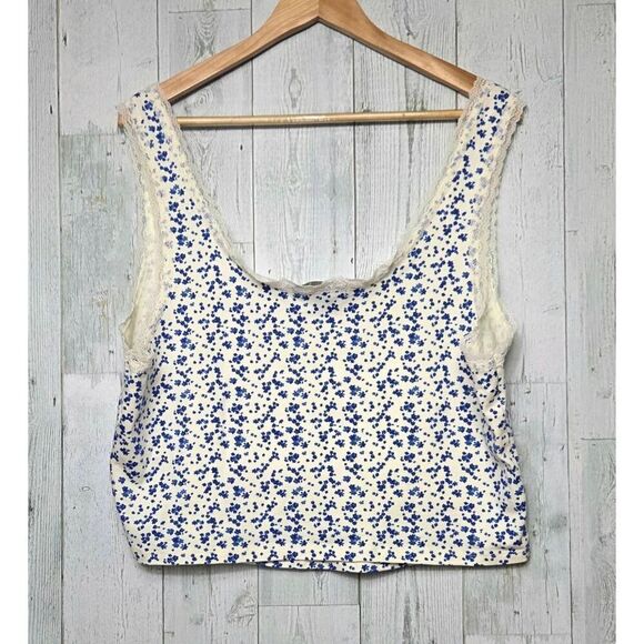 Forever 21 + Lace Trim Ditsy Floral Crop Top Tank Sz. 3X - Picture 4 of 6